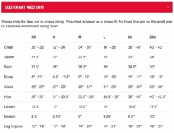 Bont Retro Neo Skinsuit -Roller Skate Shop BontNeoSuit SizeChart