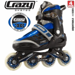 Crazy - 308 Adjustable Inline Skate (Pink Or Blue) -Roller Skate Shop Carzy308Blue