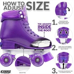 Crazy - Glitter Pop Adjustable Quad Skates - Purple -Roller Skate Shop Crazy GlitterPop purple 4