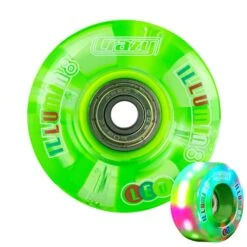 Crazy - Illumin8 LED Light Up Wheels (2-Pack) -Roller Skate Shop Crazy IlluminateQuad Green