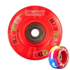 Crazy - Illumin8 LED Light Up Wheels (2-Pack) -Roller Skate Shop Crazy IlluminateQuad Red