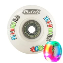 Crazy - Illumin8 LED Light Up Wheels (2-Pack) -Roller Skate Shop Crazy IlluminateQuad White