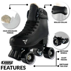 Crazy - Jam Pop Adjustable Quad Skates - Black 10 Crazy - Jam Pop Adjustable Quad Skates - Black -Roller Skate Shop Crazy JamPop Black 4