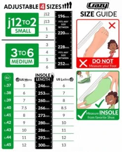 Crazy Retro Roller Skates - Adjustable -Roller Skate Shop Crazy RETRO SizeGuide