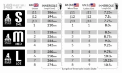 Crazy - 148 Adjustable Inline Skate - Black / Red -Roller Skate Shop Crazy148 SizeGuide