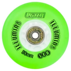 Crazy - Illumin8 Light Up LED Inline Wheel -Roller Skate Shop CrazyIlluminateLEDInlineWheel Green 80mm