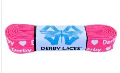 Derby Laces - Ultimate Waxed Laces -Roller Skate Shop DerbyLaces HotPink HeartDerby