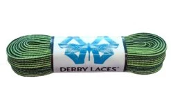 Derby Laces - Ultimate Waxed Laces -Roller Skate Shop DerbyLaces Waxed BlackandLimeGreenStripe