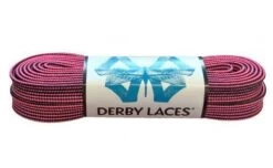 Derby Laces - Ultimate Waxed Laces -Roller Skate Shop DerbyWaxedLaces BlackandHotPinkStripe