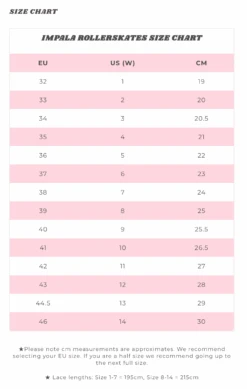 Impala Rollerskate - Holographic -Roller Skate Shop Impala SizeChart a99277b6 27f2 4cca bf02 674a25cec169
