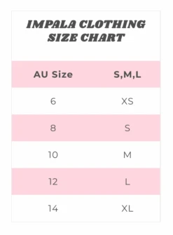 Impala - Classic Shorts -Roller Skate Shop ImpalaClothingSizeChart