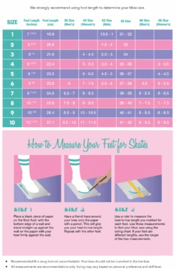 Moxi - Beach Bunny Roller Skate - Periwinkle Sunset -Roller Skate Shop MoxiBeachBunnySizeChart