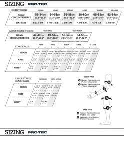 Protec Skate/Street - Elbow And Knee Combo Pack (Black) -Roller Skate Shop ProtecSizingchart