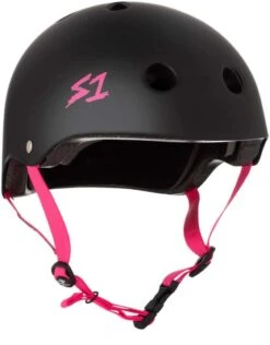 S-One Lifer Helmet - Matte Black With Pink Straps